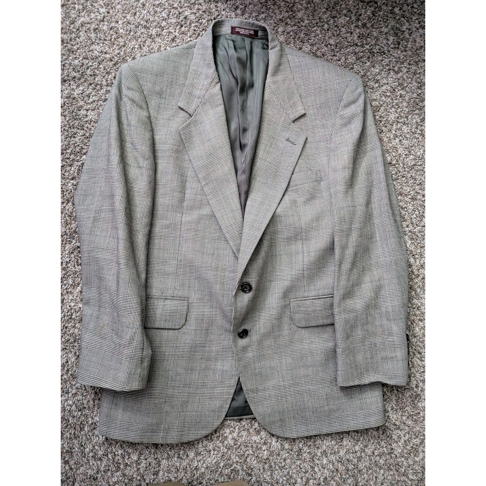 Evan Picone Blazer 42R Houndstooth Plaid Men's Suit Jacket USA